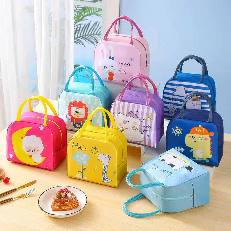 New Cartoon Insulated Lunch Box Bag for Children Kid Cute Animal Picnic Handbag for School Work Travel Food Cooler Bags