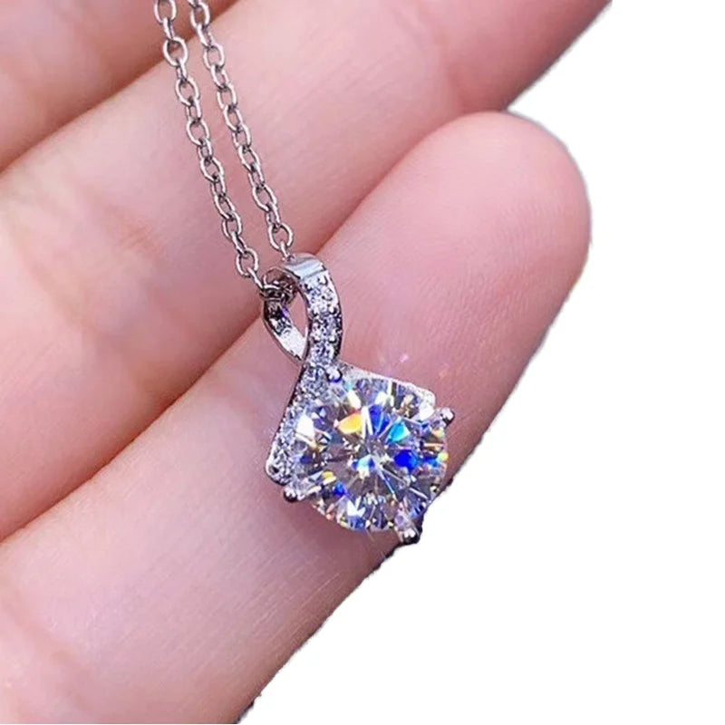 Luxury Silver Plated Single Drill Zircon Pendant Wedding Necklace Eight Hearts Eight Arrows Strand Chain Romantic Anniversary