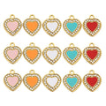 5Pcs Small and Exquisite Stainless Steel Enamel Peach Heart Spot Drill Charms Pendants for Necklace DIY Jewelry Bracelet Making