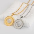 Stainless Steel Hypoallergenic Jewelry Waterproof Gold Plated Circle Textured Pendant Rope Chain Necklace for Women Men