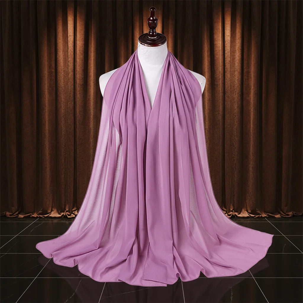 Hijab Scarf 70*180cm Plain Chiffon Scarves for Women Muslim Fasion Islam Clothing Headscarves Shawl for Ladies Headwrap Ramadan