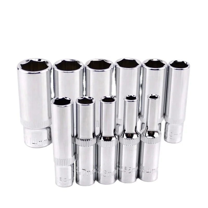 11 Pcs 1/4 Inch Drive Deep Socket Set Crv Hand Tools 6 Point Long Socket Hex Repair Tool