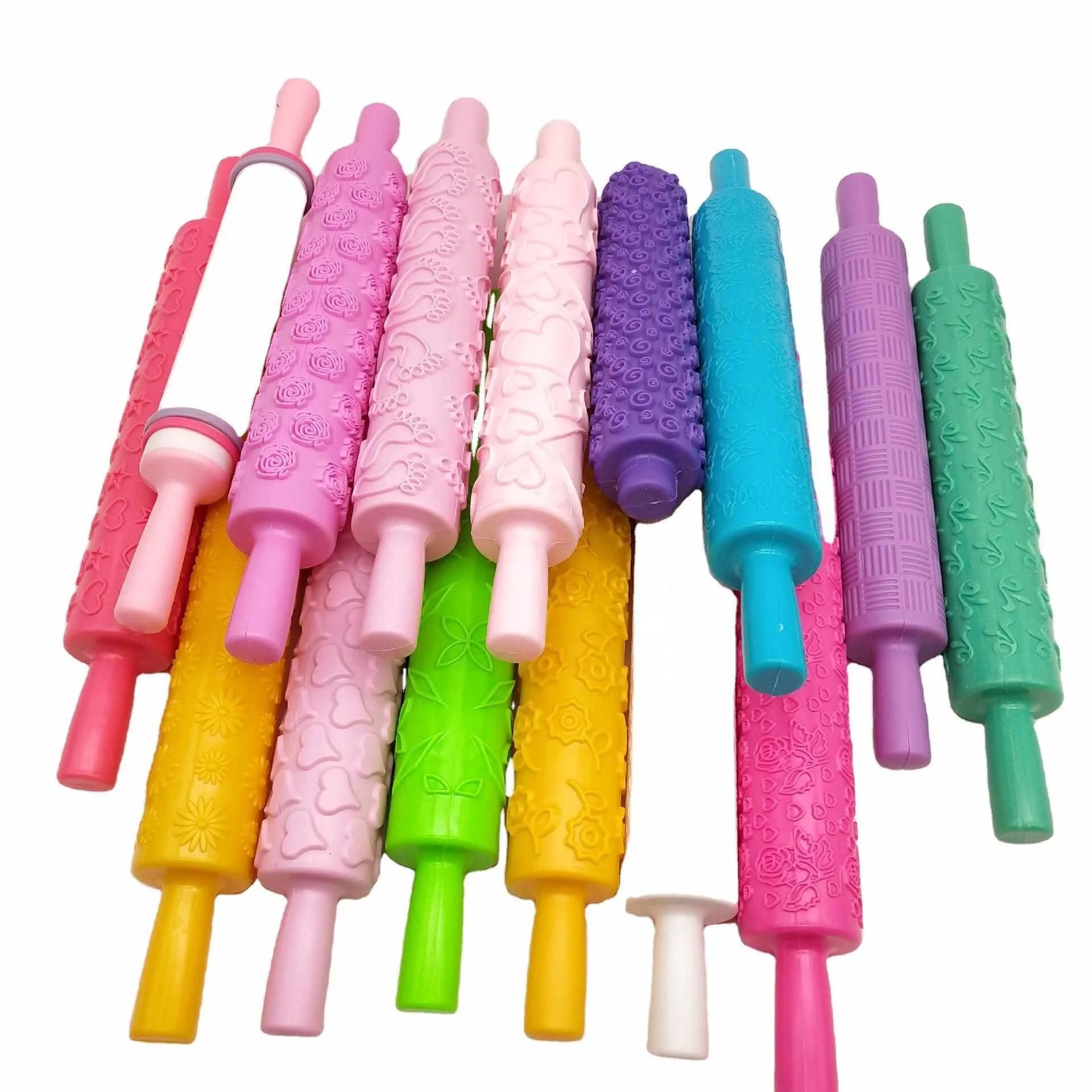 Plastic Embossed Rolling Pin Embossing Fondant Rolling Pins Ideal for Fondant Pie Crust Cookie Pastry Icing Clay Dough