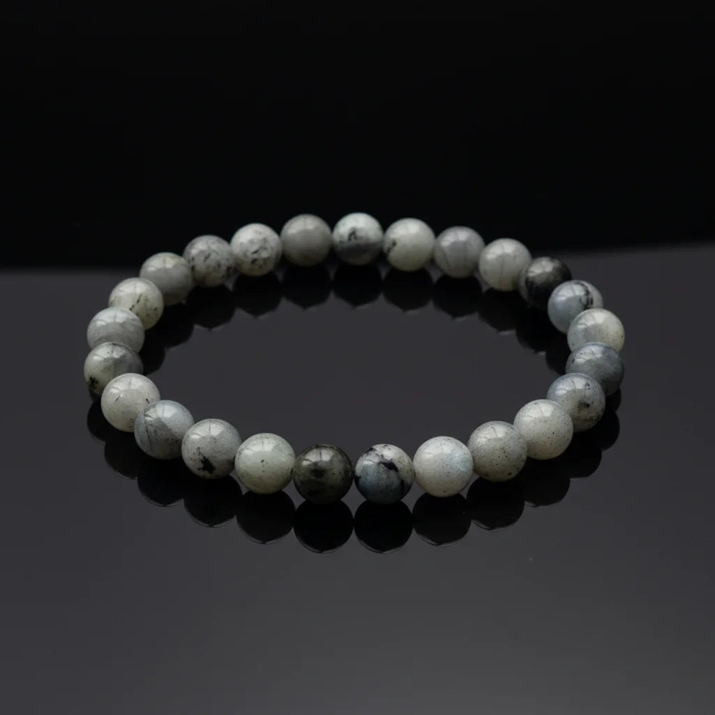 8mm Natural Labradorite Green Round Gemstone Beads Stretch Bracelet Yoga Meditation Beaded Bracelets for Women