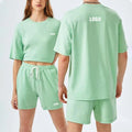 L22038 Custom Unisex Two Piece Outfit Oversized T Shirt and Shorts 100% Cotton Matching Set Summer Casual Streetwear Clothing