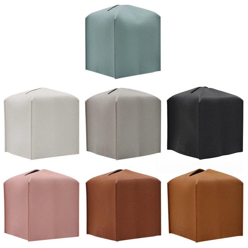 YY Wholesale Retro Light Luxury Tissue Box Leather Creative Tissue Paper Box Multifunctional Storage Box Home Car Decor