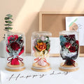 Ychon New Arrival Preserved Flowers Red Rose Glass Cover Home Decoration Gift for Valentine's Day Mother's Day