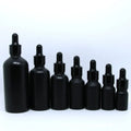 5ml 10ml 20ml 30ml 50ml Matte Black Round Essential Oil Serum Packaging Glass Dropper Bottle with Gold Dropper Cap