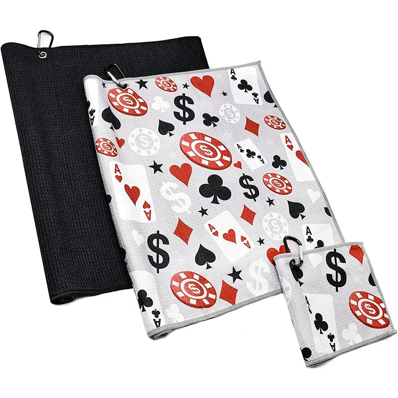Hot Sales Golf Towels With Clip Custom Printed Embroidery Sublimation Logo Microfiber Waffle for Men and Women