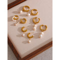 JINYOU 1861 Bulk Stainless Steel Natural Pearl Drop Dangle Hoop Earrings Waterproof Fashion 18k Gold Plated Top Quality Jewelry