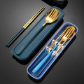 Luxury Portable Dinnerware Set Minimalist Korean Flatware Fork Spoon Chopsticks Plastic for Parties Travel-Includes Storage Box