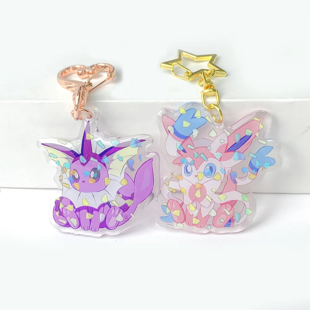 Holographic Charm Transparent Acrylic Custom Animation Acrylic Keychain