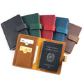 Wholesale Trendy Vintage Crazy Horse Leather Travel Passport Cover Slim Card Holder Wallet Genuine Leather Passport Button RFID