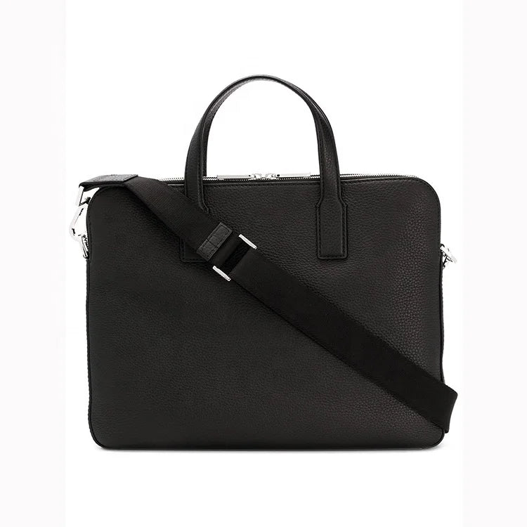 Custom Office Single Shoulder Crossbody Bag Men PU Leather Briefcase Pebble Leather Messenger Bag