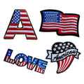 DIY Cute-Patch Love Heart American Flag Iron on Sew on Patch USA Flag Emblem Embroidered Badge