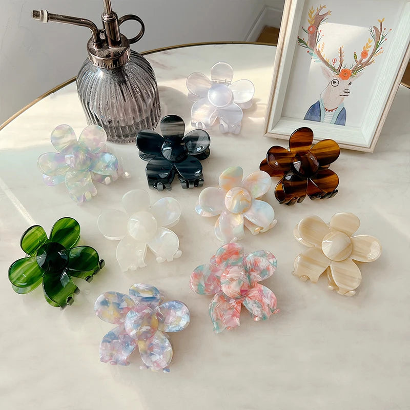DOWELL Wholesale Acetic Acid Catch Clip Gradient High-end Head Wear Acetate Medium Flower Hair Claw Clips