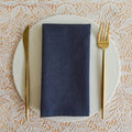 Customized Wrinkled Cotton Hemstitch Navy Blue Napkin Restaurants Eco-Friendly Serviettes De Table Napery Decor Cloth Napkins