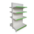 Customizable Supermarket Grocery Rack-White Double-Sided Gondola Shelf Durable Metallic Material Factory Customized with Logo