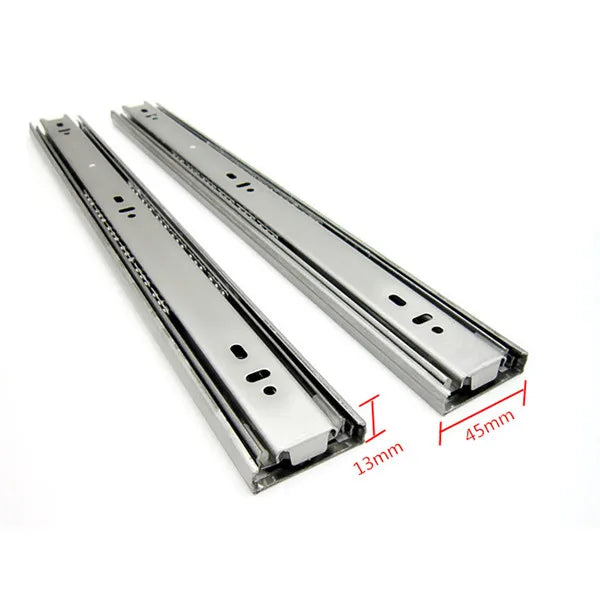 45 Wide Anti-corrosion Stainless Steel Three Section Drawer Guide Rail Silent Guide Rail Keyboard Slide Rail Carrying 45KG