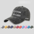 Custom Logo 3D Embroidery Acid Wash Dad Hats Unstructured 6 Panel Cotton Plain Custom Sports Baseball Hat Vintage Washed Caps