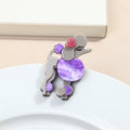 Custom Purple Acetate Plate Spliced Fashion Jewelry Cute Poodle Acrylic Brooch for Women's Coat for Wedding or Gift