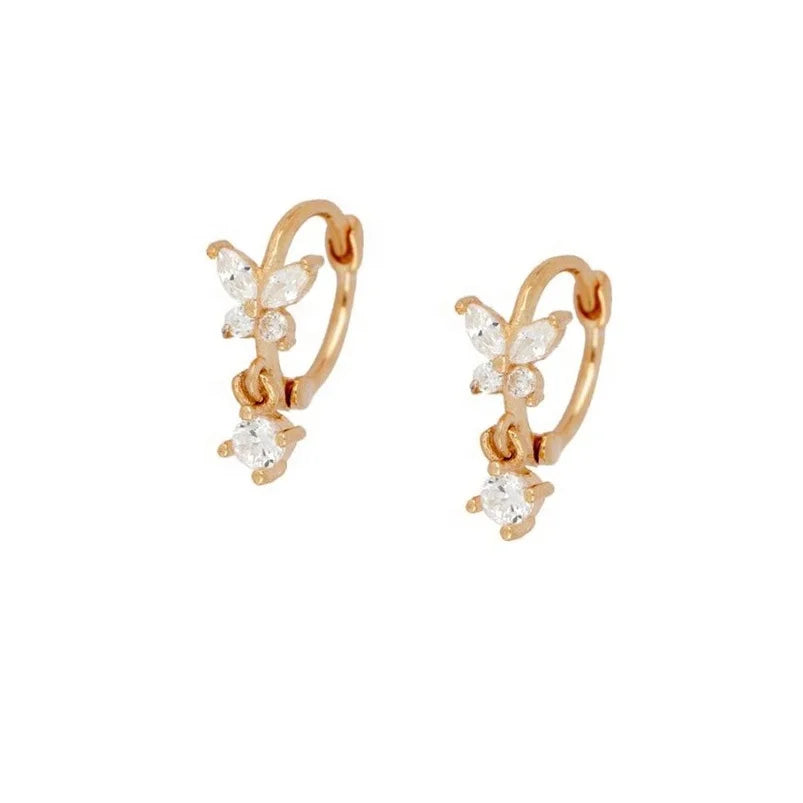 LOZRUNVE Fashion Custom Jewelry Gold Filled 925 Sterling Silver CZ Butterfly Mini Hoop Earrings