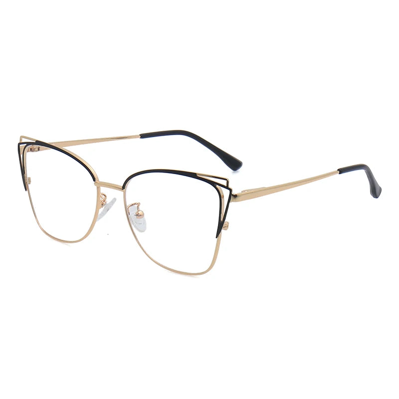 Retro Women Anti-blue Light Blocking Metal Frame Glasses Optical Computer Eyeglasses
