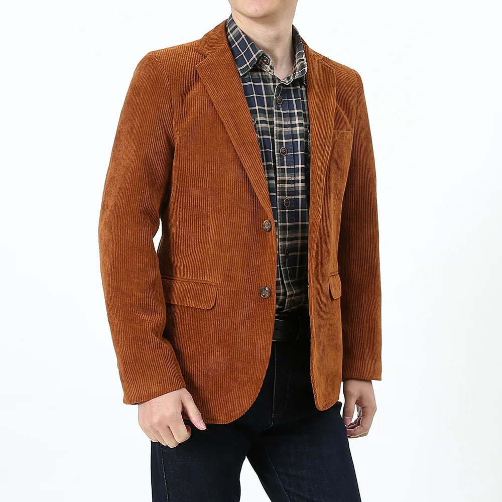Casual Cotton Corduroy Men Jacket  Plus Size Men'S Suits & Blazer