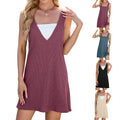 2025 Trending Product Causal Dress Solid V-neck square Neck Reversible Sleeveless Fashion Loose Causal Dress