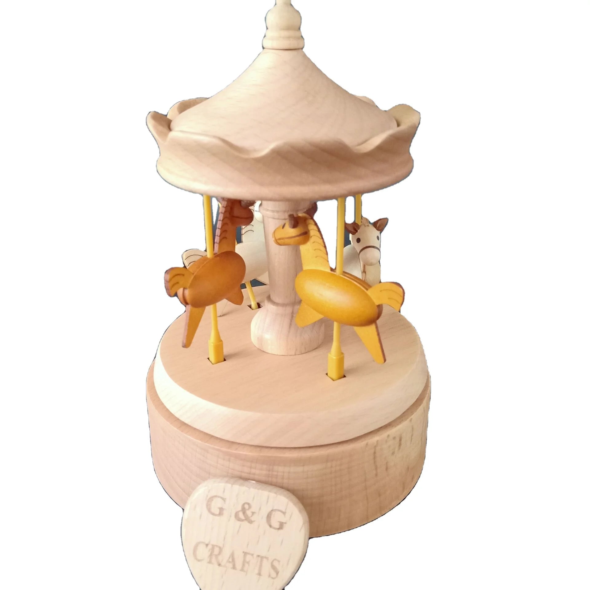 Wholesale Custom Bobbing up and Down Wood Music Box Carousel
