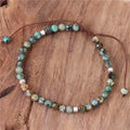 Minimalist Natural Stone 4mm African Turquoise Beads Bracelet for Women Tibetan Adjustable Gemstone Bracelet