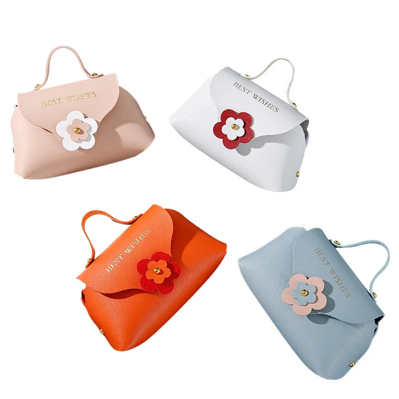 Best Wishes Motif Mini Leather Handbags Charming Flower Design for Casual and Semi-Formal Occasions Different Colors-Gift