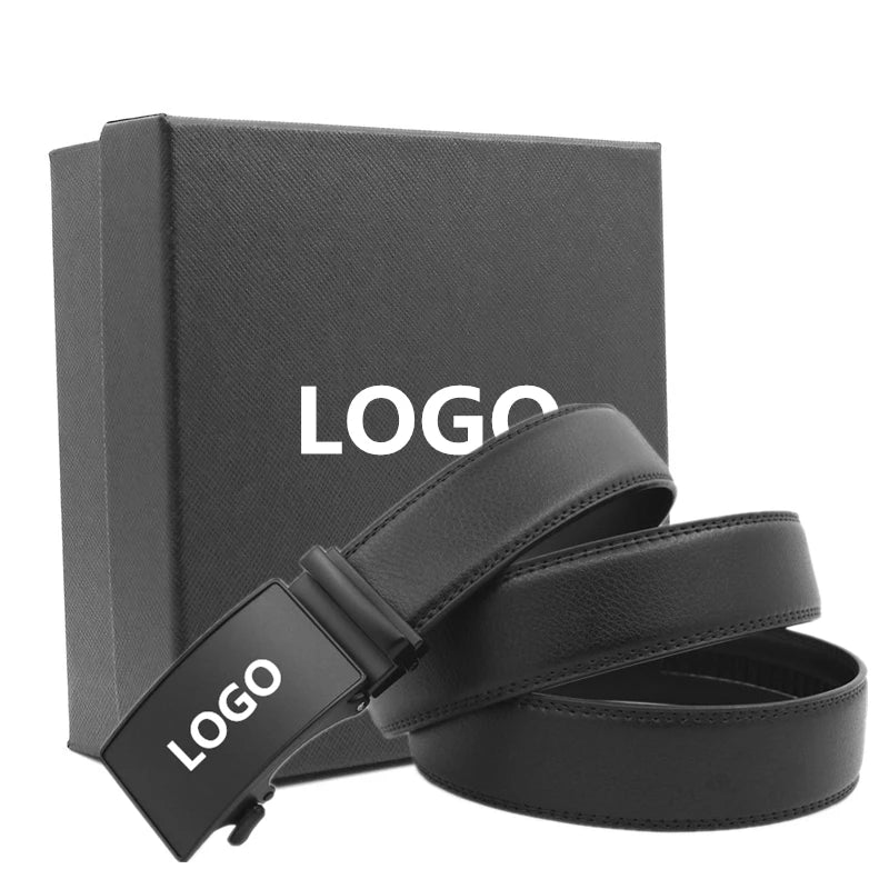 LQbelt Men's Leather Belt With Box Custom Logo Casual Jeans Adjustable Belt Ratchet Gift Boxes Wholesale Factory