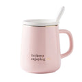 New Style 400ml Pink Custom Logo Ceramic Coffee Cup with Spoon for Afternoon Tea