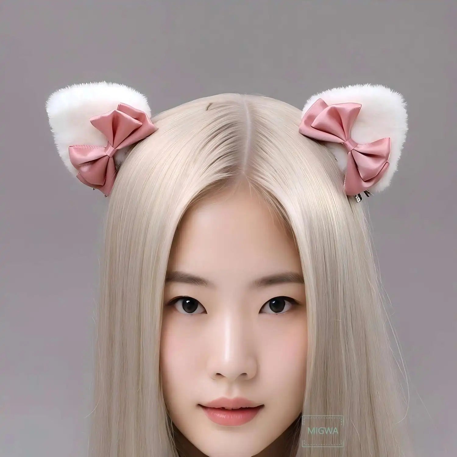 E0039 Kawaii Cat Ear Hair Clip Sweet Bow Hair Clasp Plush Hair Clips