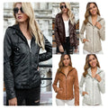 Pu Jackets for Ladies Autumn Women Hooded Zipper Jacket Blank Work Jackets Cote