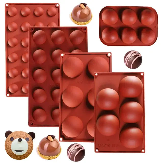 6 Holes Semi Sphere Silicone Mold Baking Mold for Making Chocolate Cake Jelly Dome Mousse Chocolate Half Ball