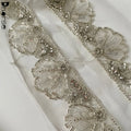 4cm Delicate Shell Design Crystal Rhinestone Embroidery Bridal Beaded Trims with Polyester/Nylon Material Double Check Quality