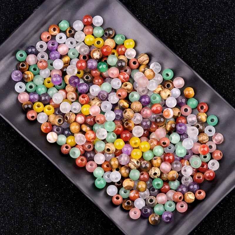 8mm Natural Crystal Agate Jade Stone Beads Large 3mm Hole DIY Weaving Accessories for Crafting Loose Beads