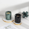 HZX Natural Marble  Decorative Candlestick Stone Candle Jars Holder  Luxury Atmosphere Home