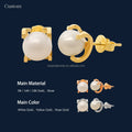 Au585 Solid 14k Yellow Gold With 6mm Round Freshwater PearlSimple Design Wholesale Woman Fine Jewelry