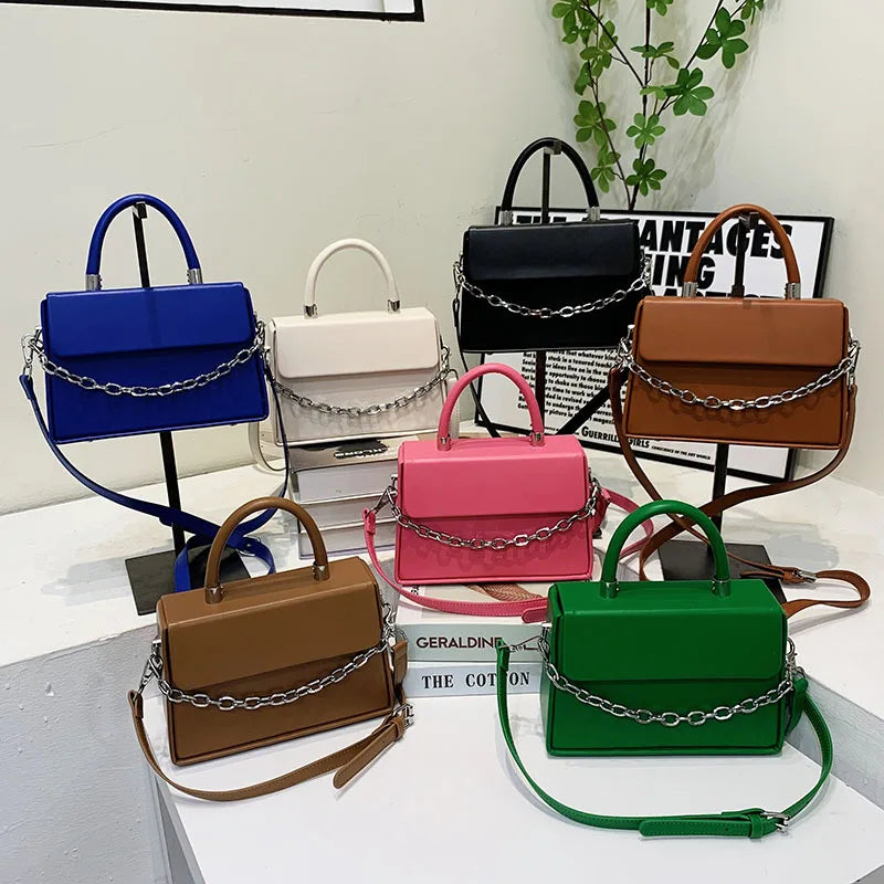 New Style with Matel Chain Square Womens Bags Simple and Practical Handbags for Women Luxury