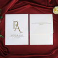 Custom Gold Foiling Emboss Texture Paper Invitation Card With Envelope Slot and RSVP Card for Wedding Event