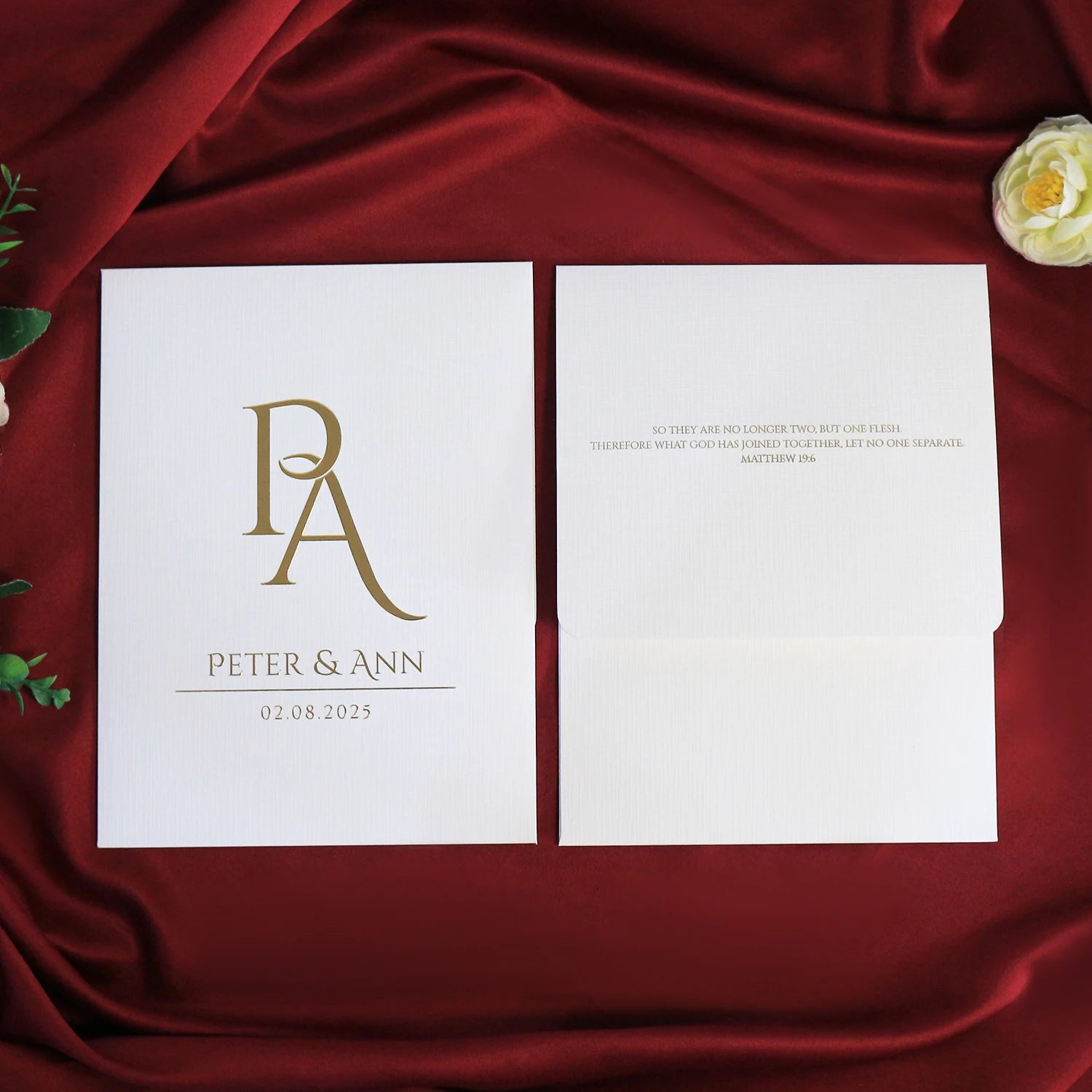Custom Gold Foiling Emboss Texture Paper Invitation Card With Envelope Slot and RSVP Card for Wedding Event