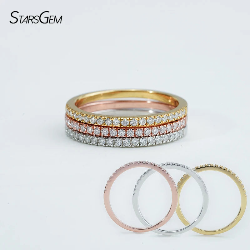 Fashion Three Color Women Silver Moissanite Ring Set Hop 925 Sterling Silver Casual Rings for Ladies