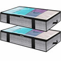 Foldable Nonwoven Clear PVC Window Underbed Storage Breathable Clothes Blankets Duvet Storage Bags for Bedrooms