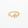 Joolim Jewelry 18K Gold Plated Stainless Steel Teardrop Zirconia Shiny Waved  Lines Rings for Women