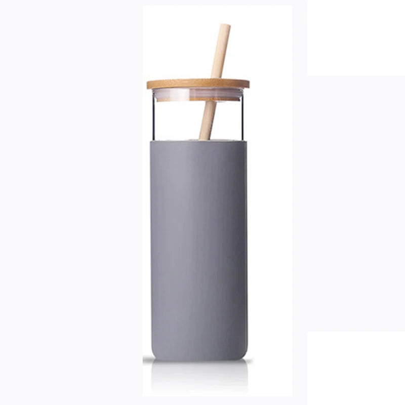 FX Bottle 500ml Grey Glass Tumbler Custom Logo Shatterproof Silicone Protective Sleeve Water Drinking Bottle