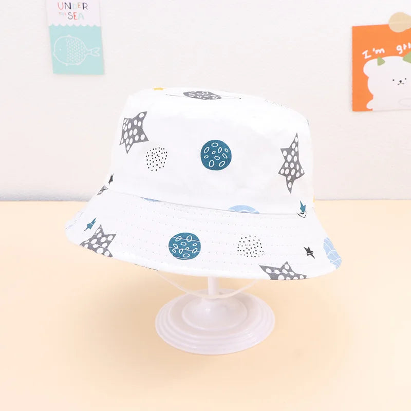 2023 Summer Adjustable Colorful Toddler Fisherman Sun Hat Plain Polyester Cotton Baby Children Kids Bucket Hat