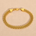 Wholesale Simple Personalized 18K Gold Chain Bracelet Stainless Steel 6MM Width Woven Bracelet Chain Ladies